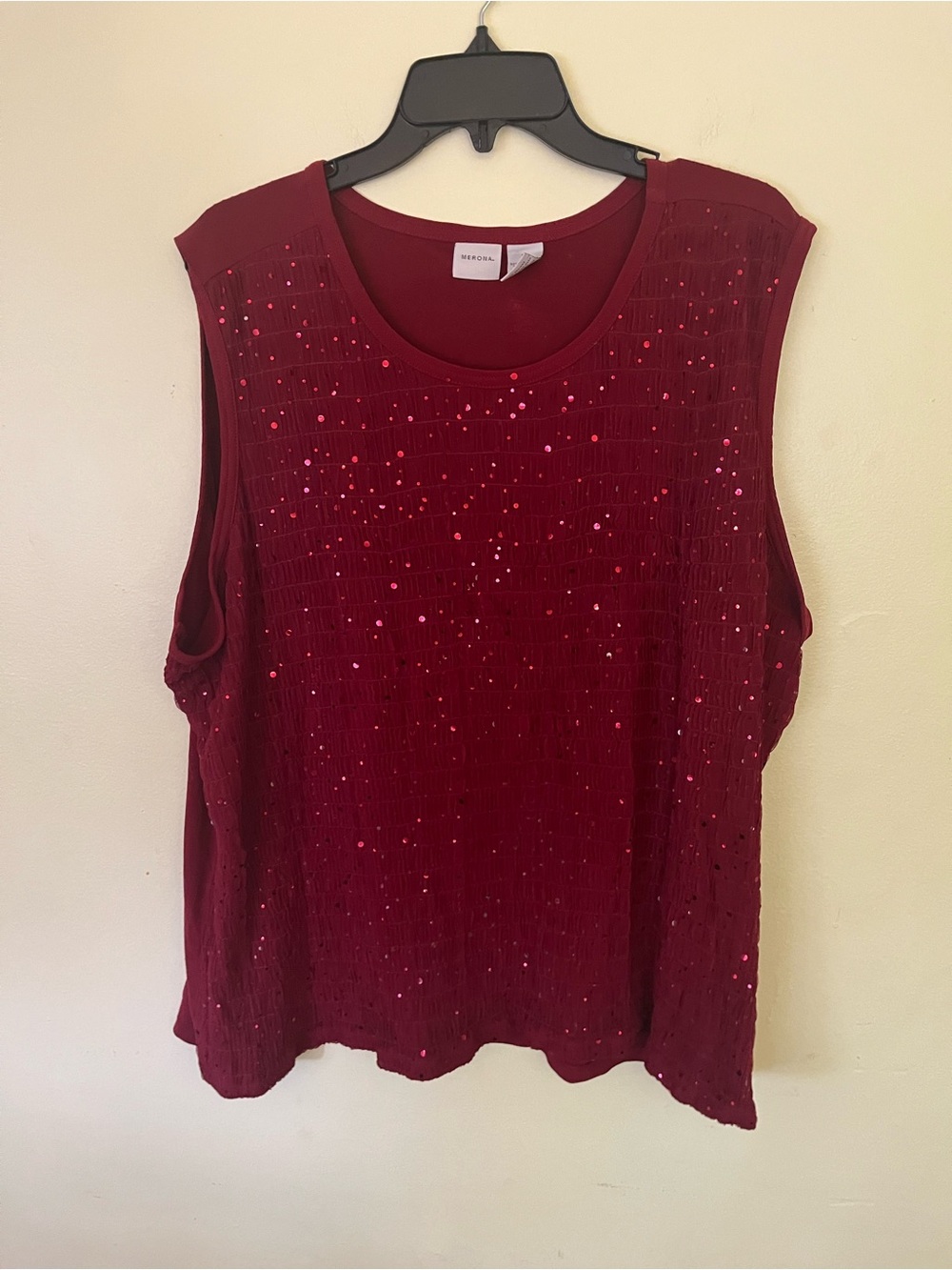 Merona Red Sequin Sleeveless Holiday Christmas Top Size 3X
